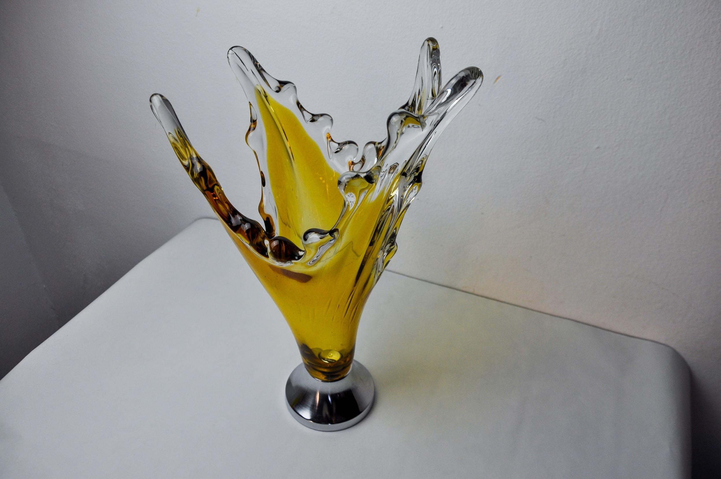 Italian Sommerso table ash by seguso in brown murano glass, italy, 1970 For Sale