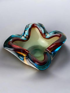 Bandeja «Sommerso» de Flavio Poli para Seguso, cristal de Murano, Italia, década de 1970