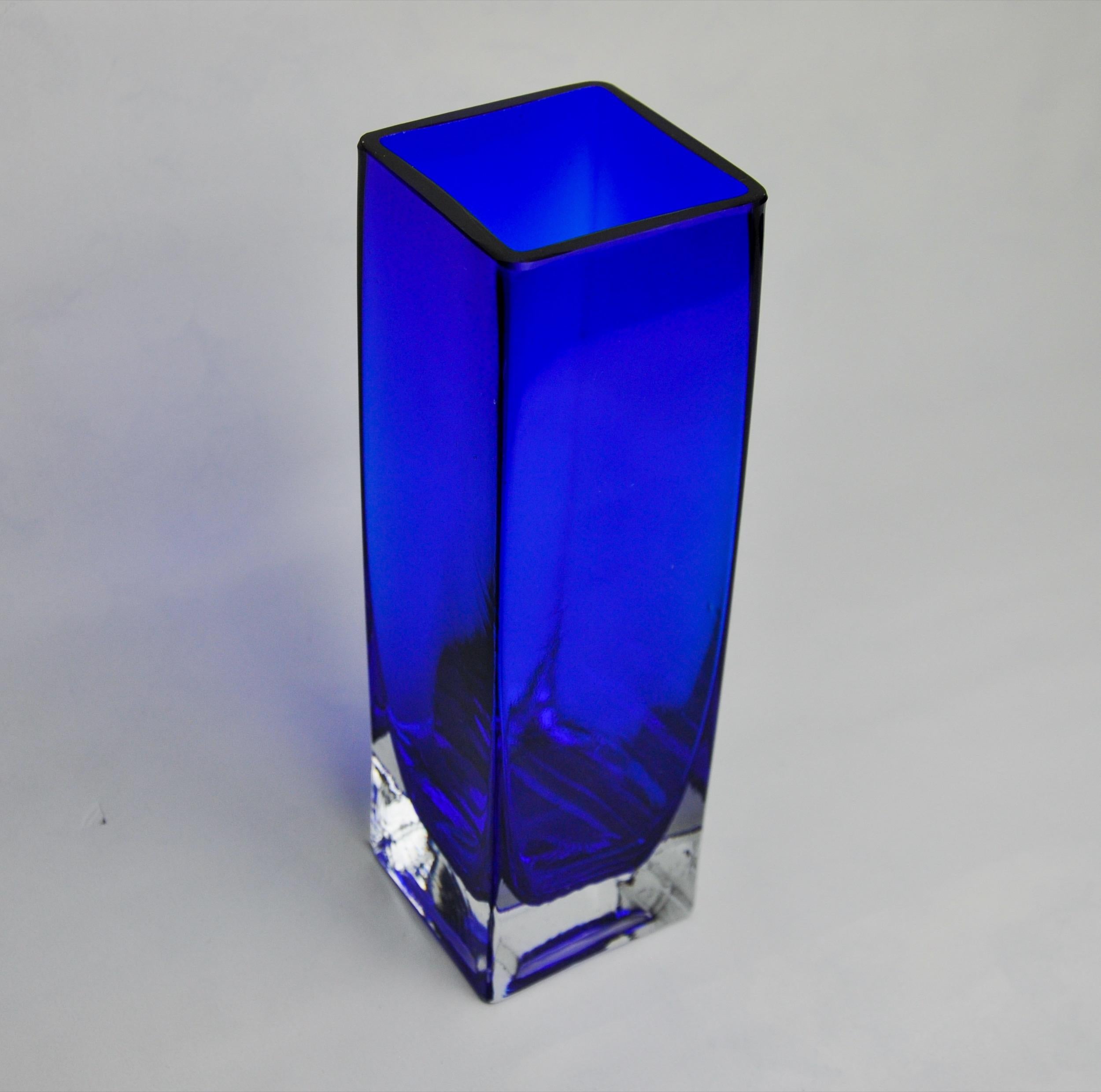 Late 20th Century Sommerso Vase by Petr hora, blue glass, Czech Republic, 1970 For Sale