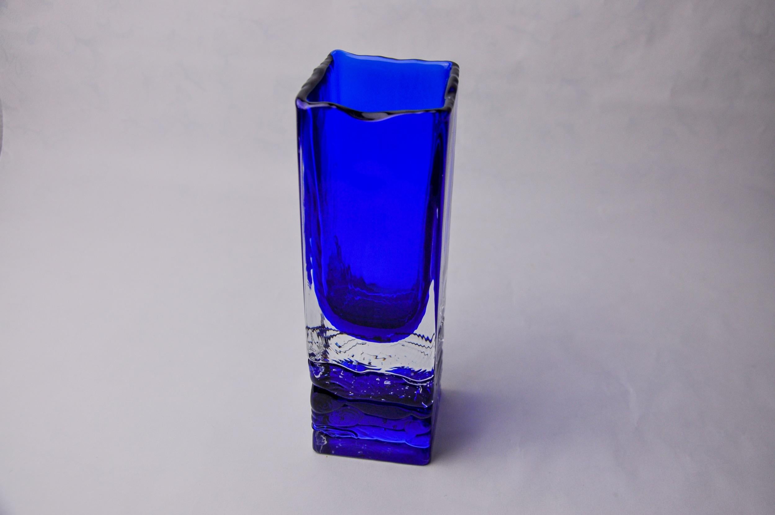 Late 20th Century Sommerso vase by Petr hora, blue glass, Czech Republic, 1970 For Sale