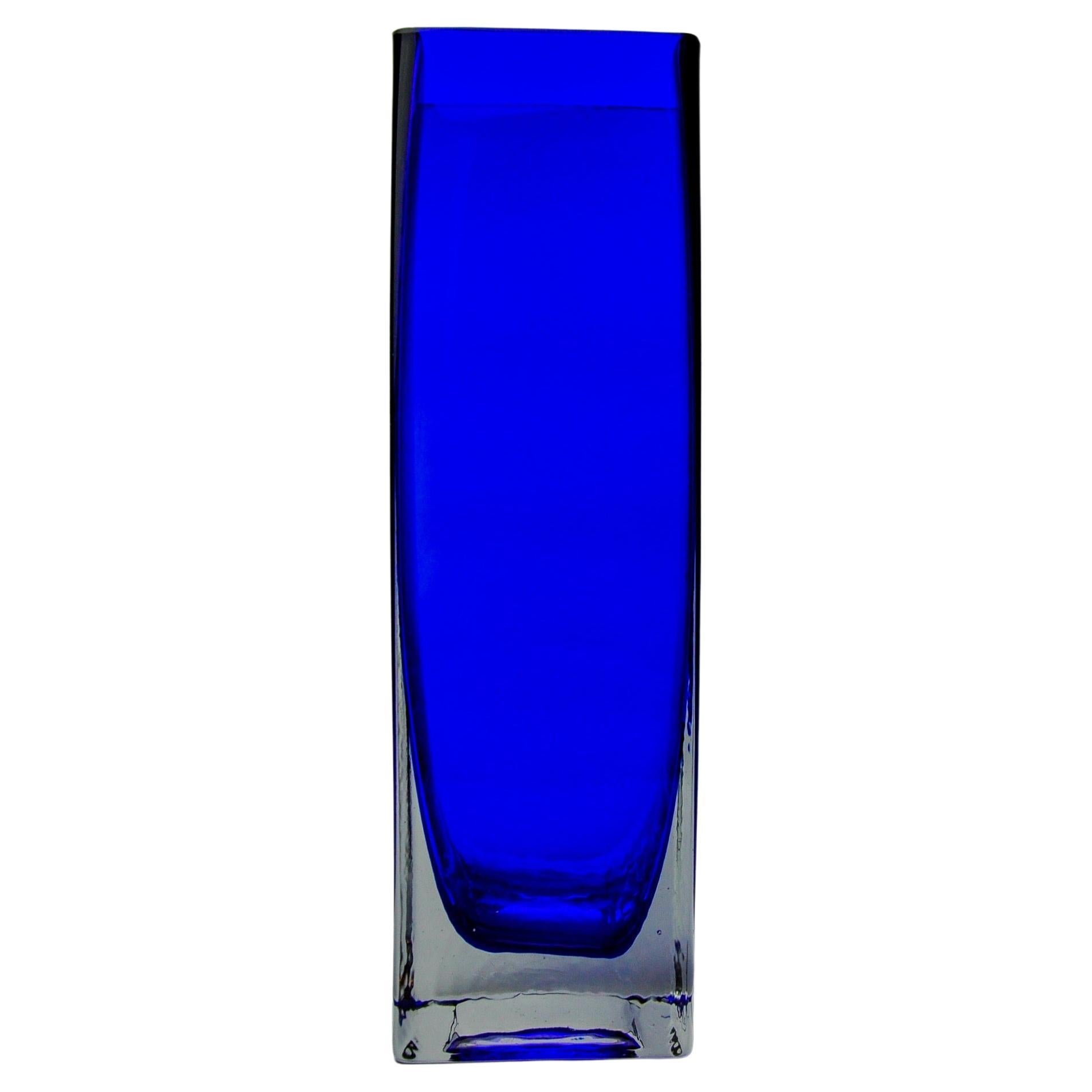 Sommerso Vase by Petr hora, blue glass, Czech Republic, 1970 For Sale