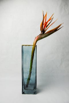 Sommerso vase by Petr hora, blue glass, gold edges, Czech Republic, 1970