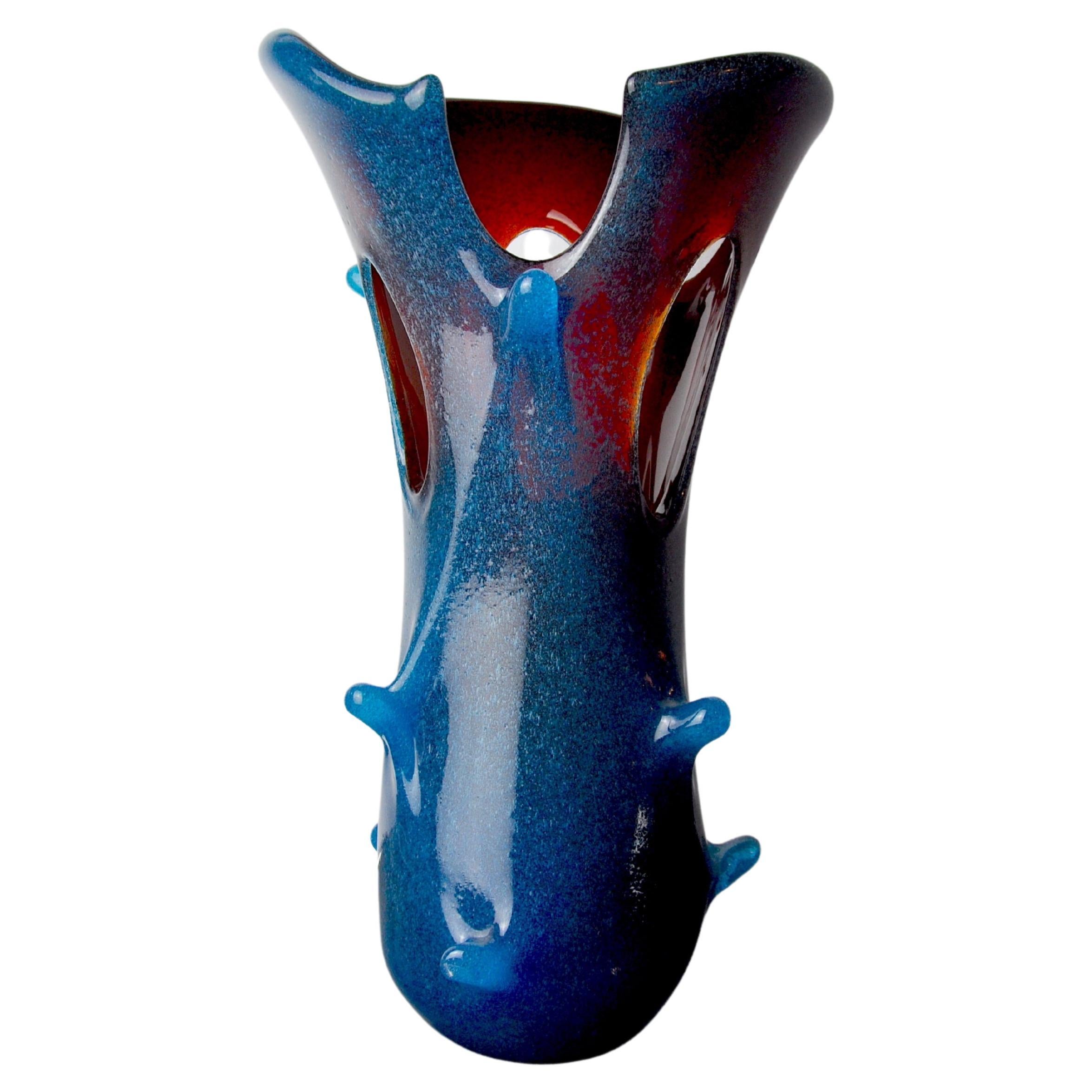 Vase Murano Glasserso en verre de Murano bicolore, Italie, 1970