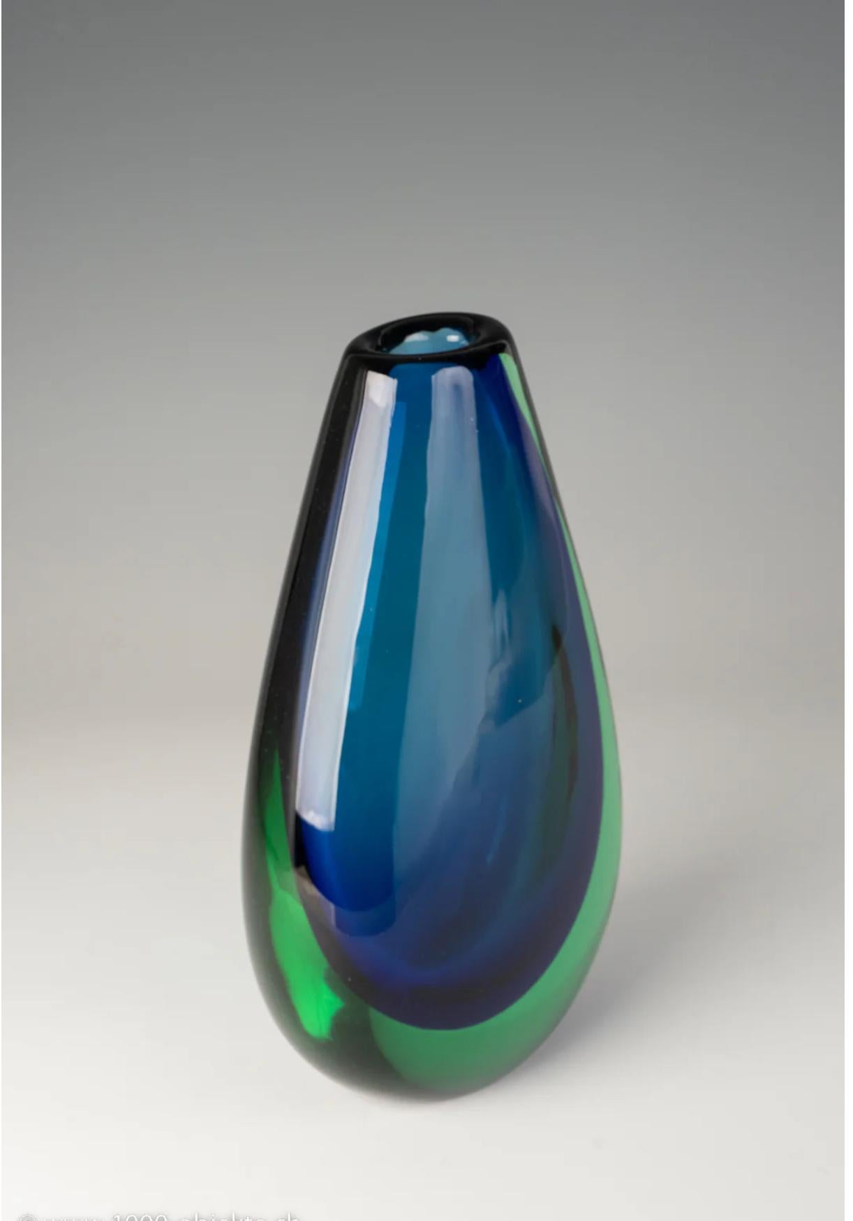 Hand-Crafted Sommerso Vase Flavio Poli, Seguso, 1954 For Sale