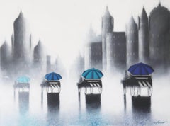 Rhythmic Monsoon Ride, Charcoal, Acrylic, Canvas by Contemporary Artist-In Stock