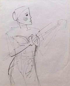 Retro Untitled, Figurative, Pen on Paper by Modern Indian Artist "In Stock"