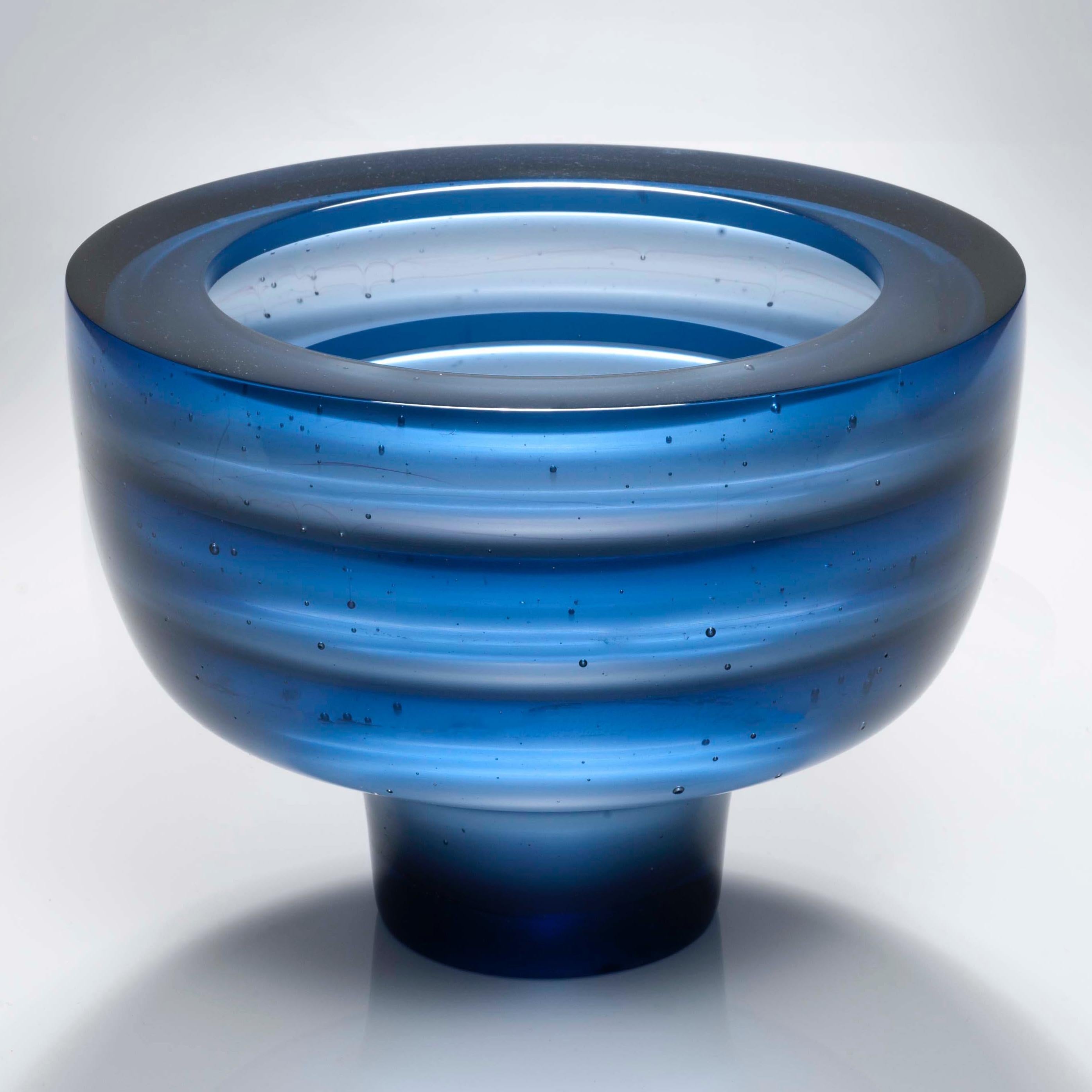 Modern Somu, a unique steel blue glass art work and centrepiece by Paul Stopler