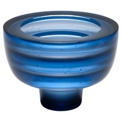 Somu, a unique steel blue glass art work and centrepiece by Paul Stopler