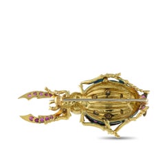 Son of Victor & Lidia Franconeri & Co. 18K Yellow Gold Ruby Enamel Beetle Brooch