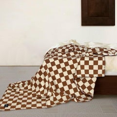 Sona Checkerboard Brown Recycled Cotton Throw