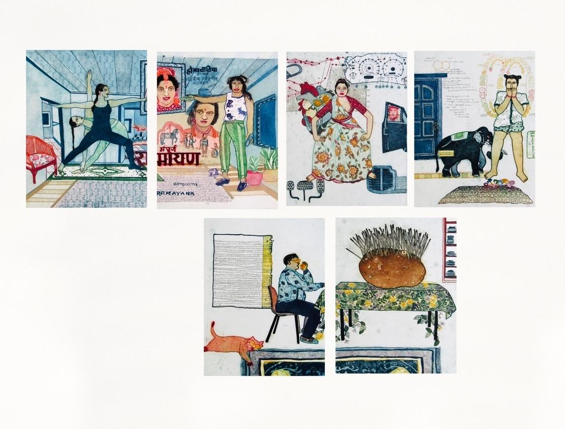 Print de Sonal Varshneya Ojha - Pop Art Mujer Artista Femenina India Set 6 Grabados Ed 4/7 Cuentacuentos