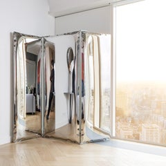 'Sonar Long' Mirror / Screen in Stainless Steel by Zieta