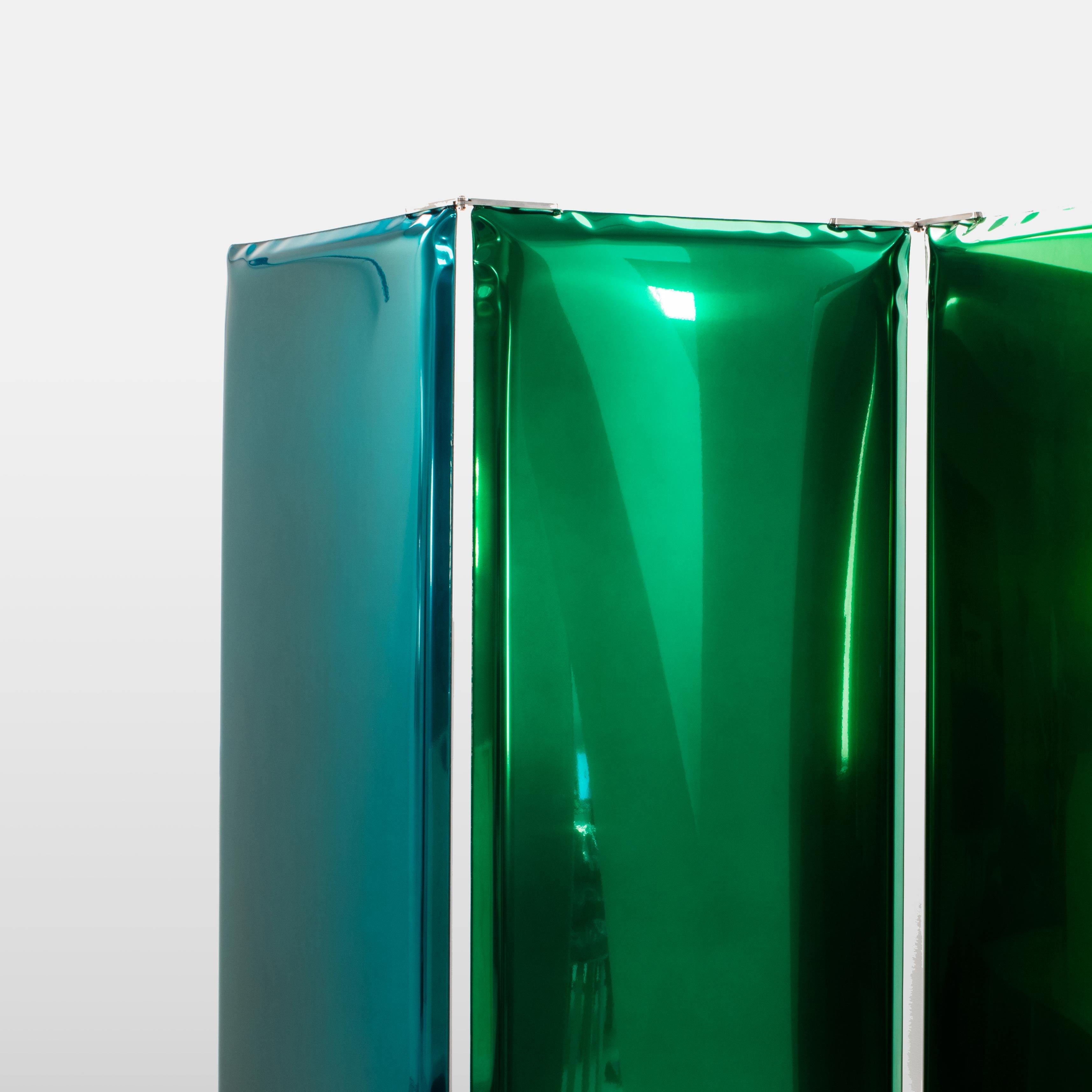 Minimalist 'Sonar' Mirror / Screen in Stainless Steel by Zieta, Emerald For Sale