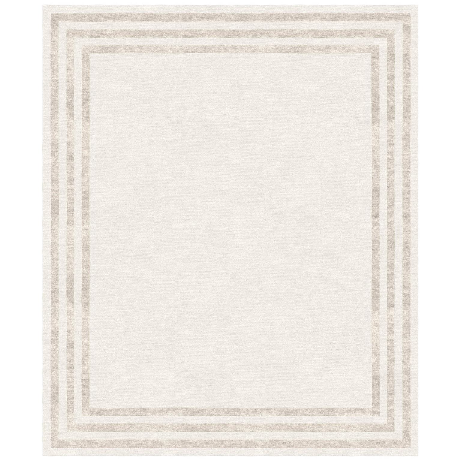 Sonata - Beige Classic Hand-Knotted Wool Blend-silk Rug For Sale