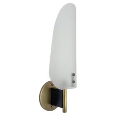 Sonata Sconce Type 1 - Modern Wall Light in Metal, Etched Glass, and Wood