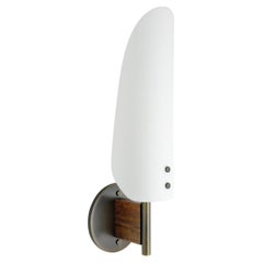 Sonata Sconce Type 1 - Modern Wall Light in Metal, Etched Glass, and Wood