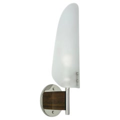 Sonata Sconce Type 1 - Modern Wall Light in Metal, Etched Glass, and Wood