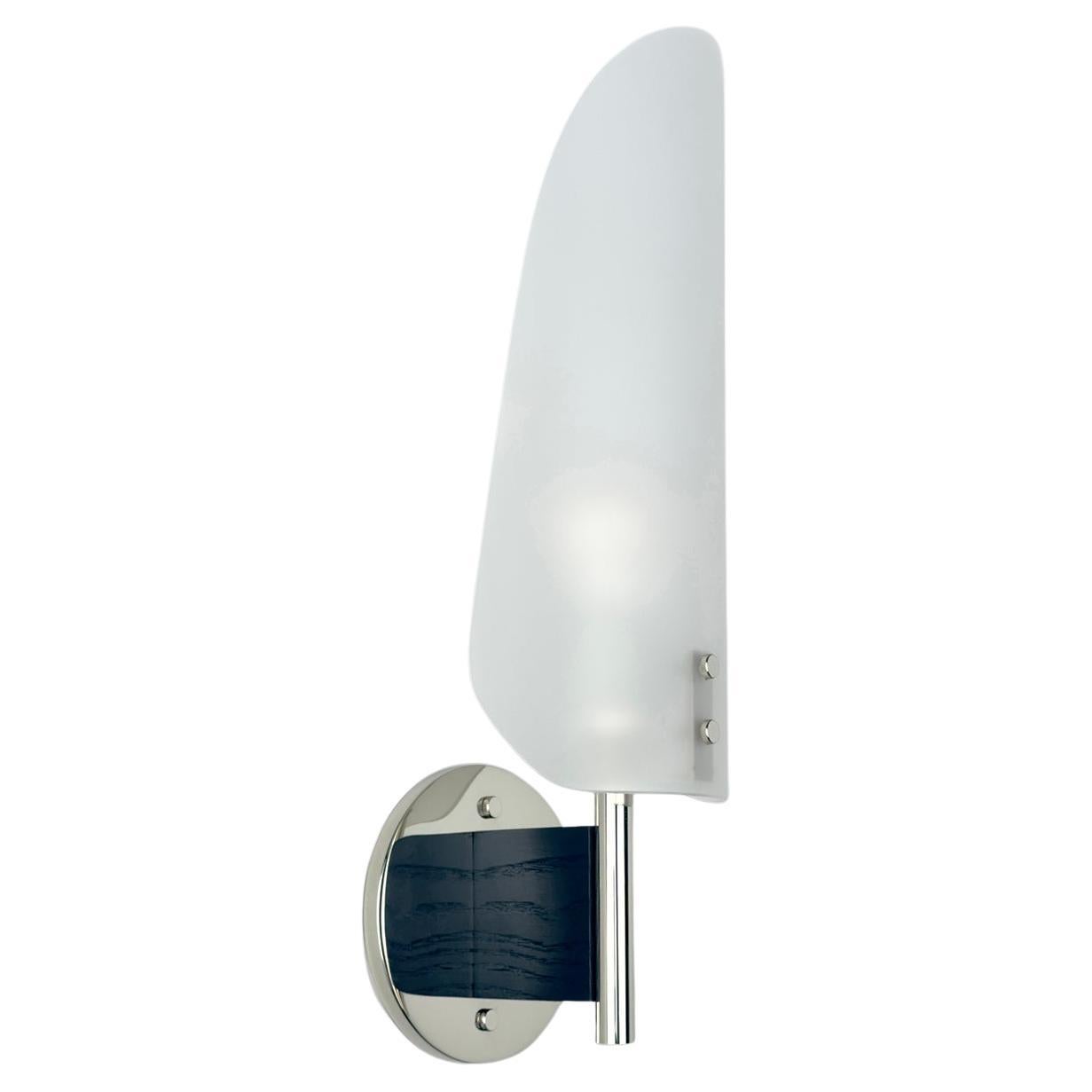 Sonata Sconce Type 1 - Modern Wall Light in Metal, Etched Glass, and Wood