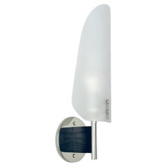 Sonata Sconce Type 1 - Modern Wall Light in Metal, Etched Glass, and Wood