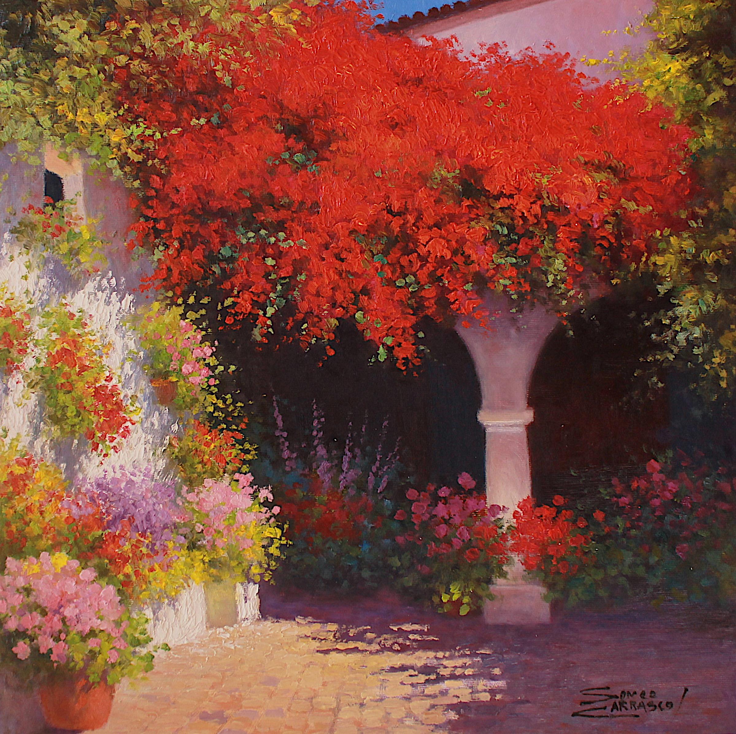 Arches and bougainvilleas