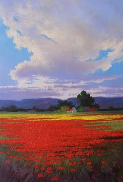 Field and sky - Original oil painting - Impressionist