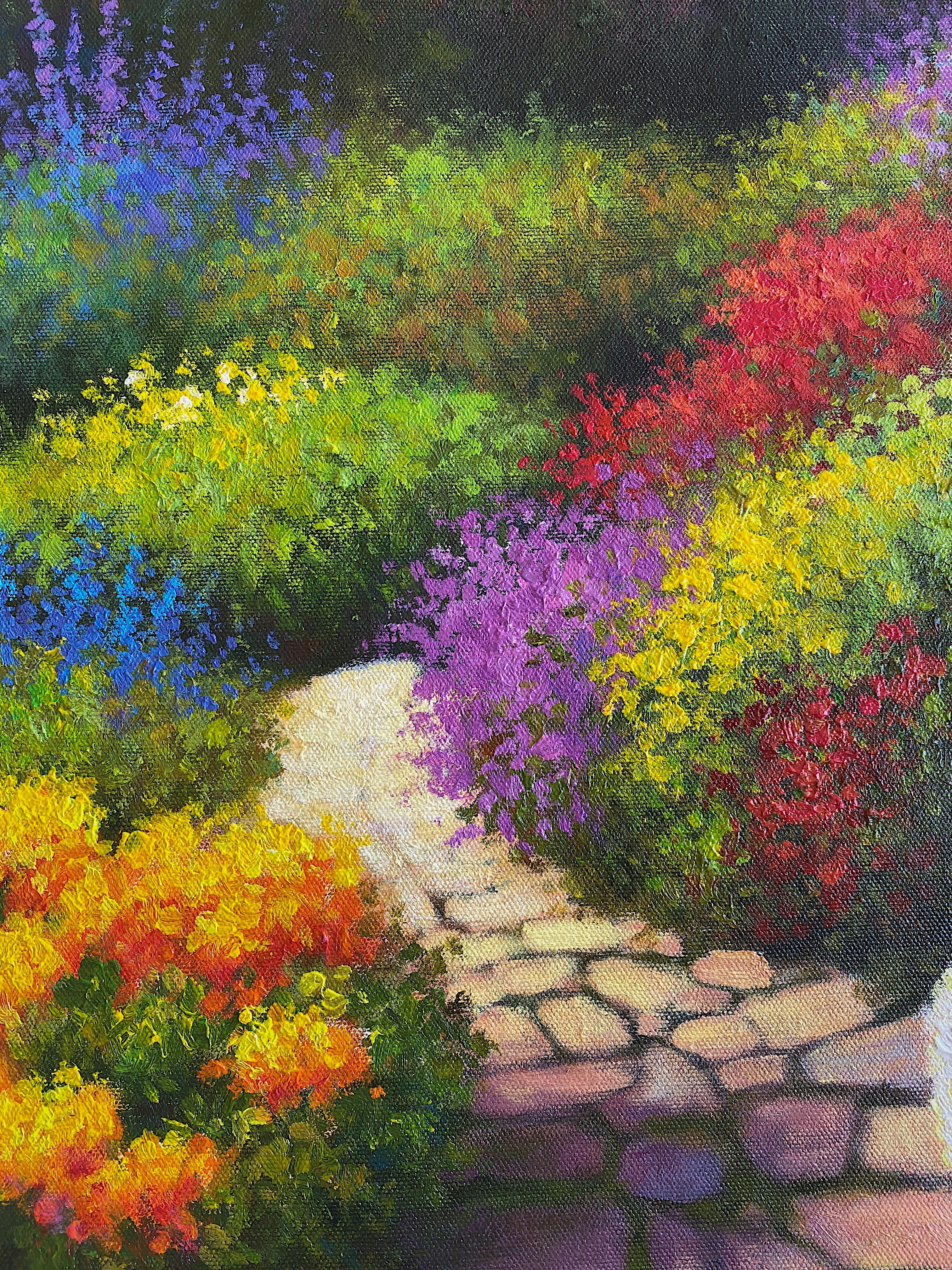 Spring garden - Acrylic oil painting - Painting by Sonco Carrasco