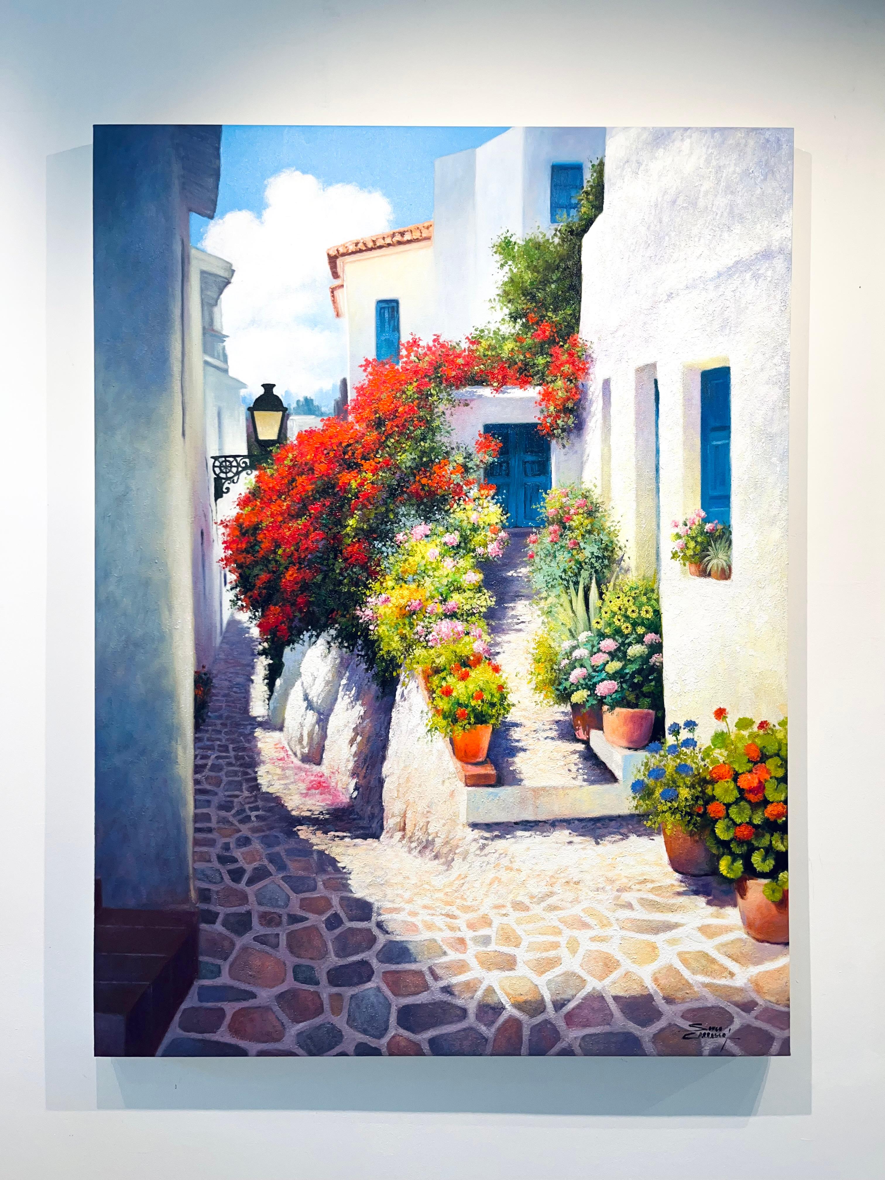 Summer Morning-original impressionism floral cityscape painting-contemporary art - Painting de Sonco Carrasco