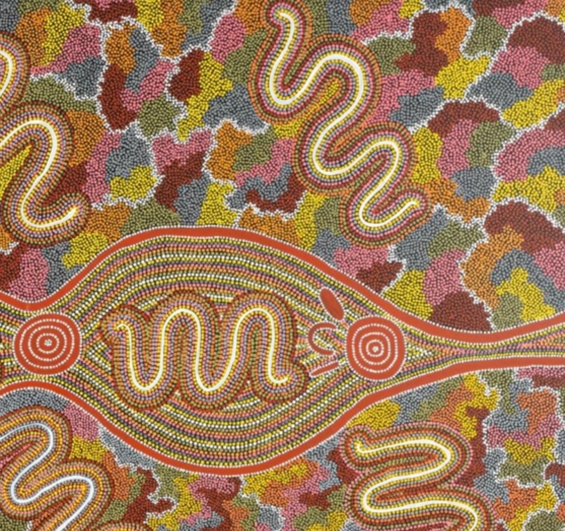 Worm Dreaming @ Mt. Wedge LARGE Aborigine Papunya australische weibliche Künstlerin 1988 im Angebot 2