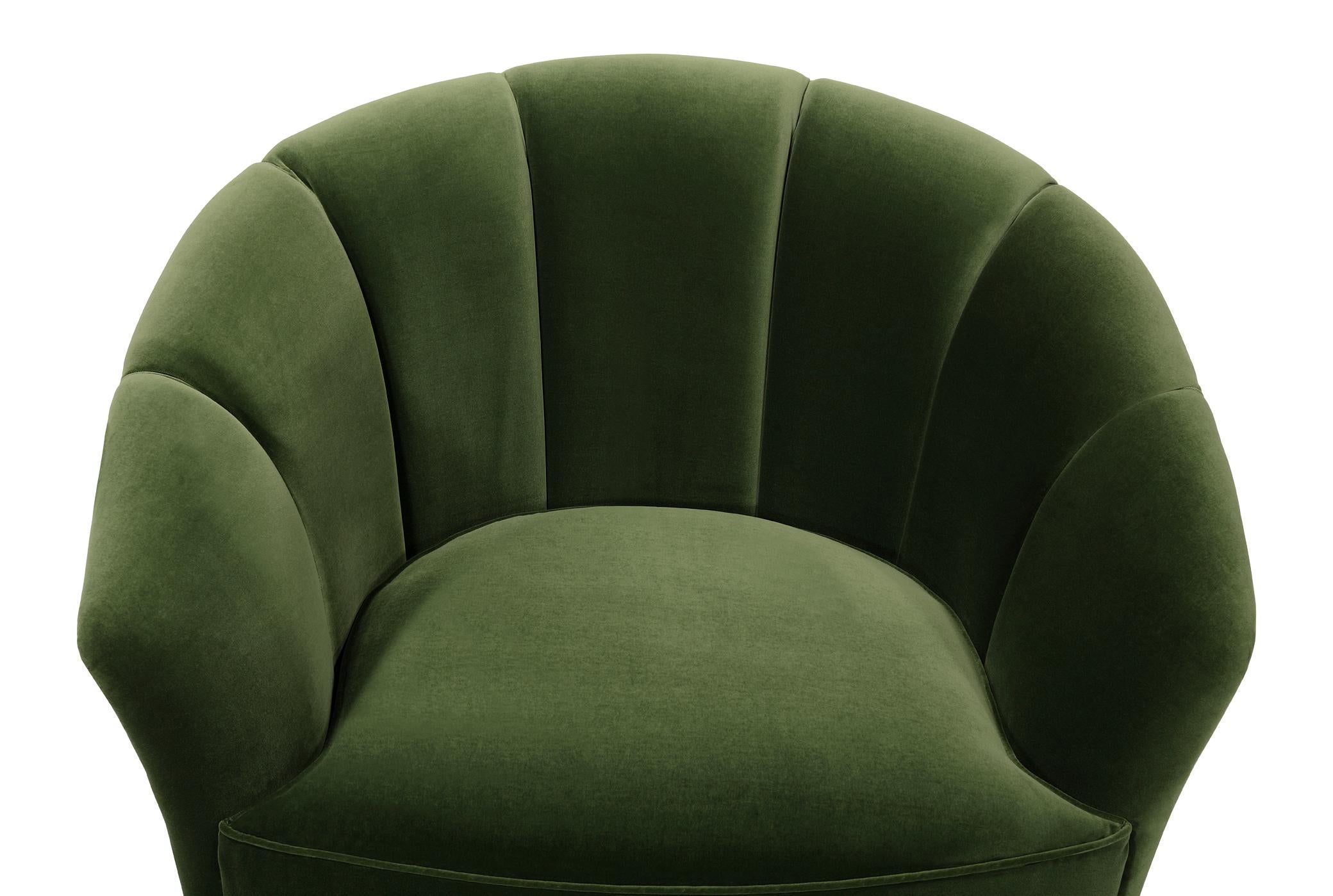 Fauteuil pivotant Soneto tapissé de velours vert forêt par Bow and Arrow Neuf - En vente à Lordelo, PT