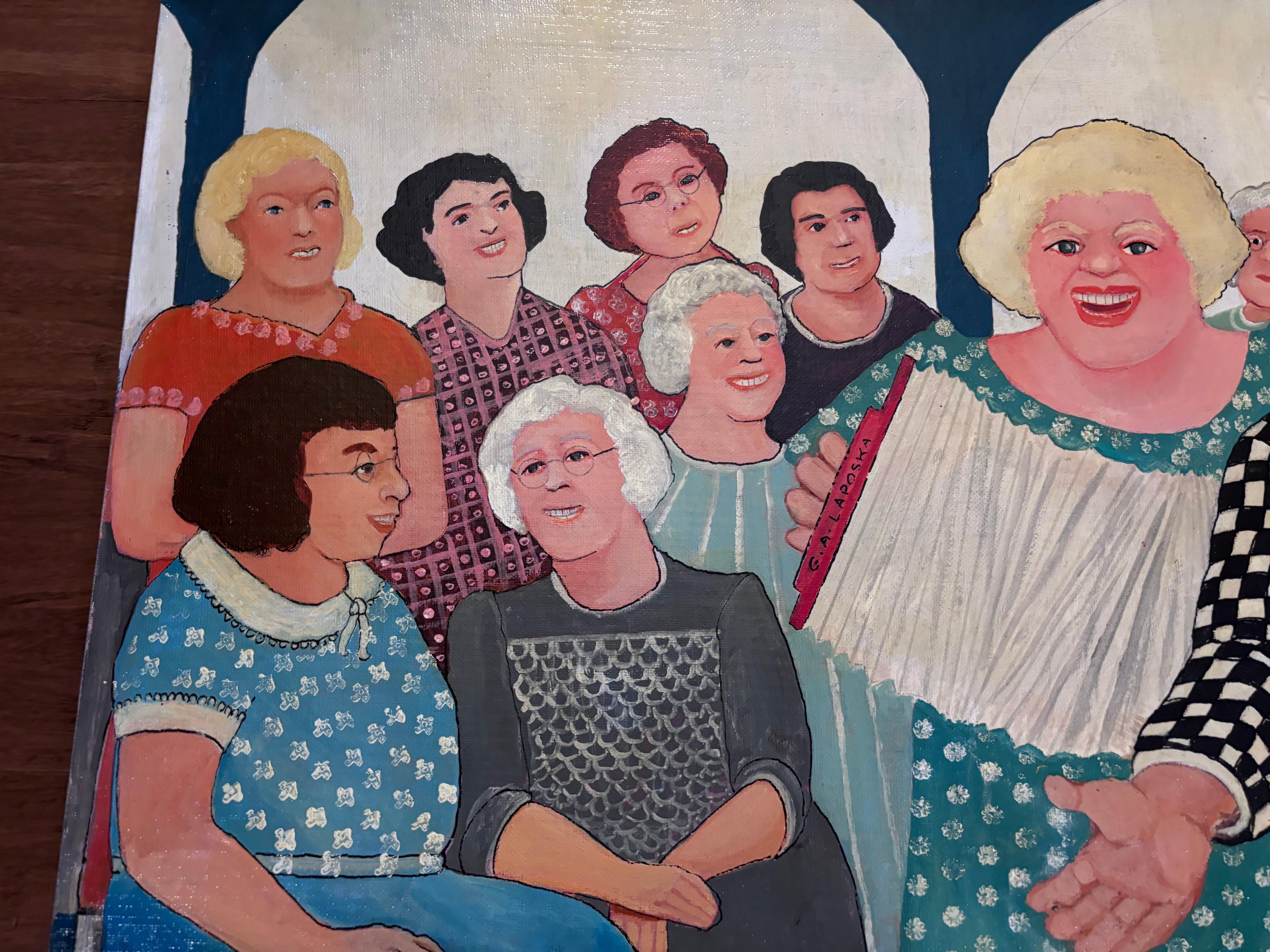 Americano Canzone e musica di allegria dipingendo l'artista folk outsider Gloria Laposka in vendita
