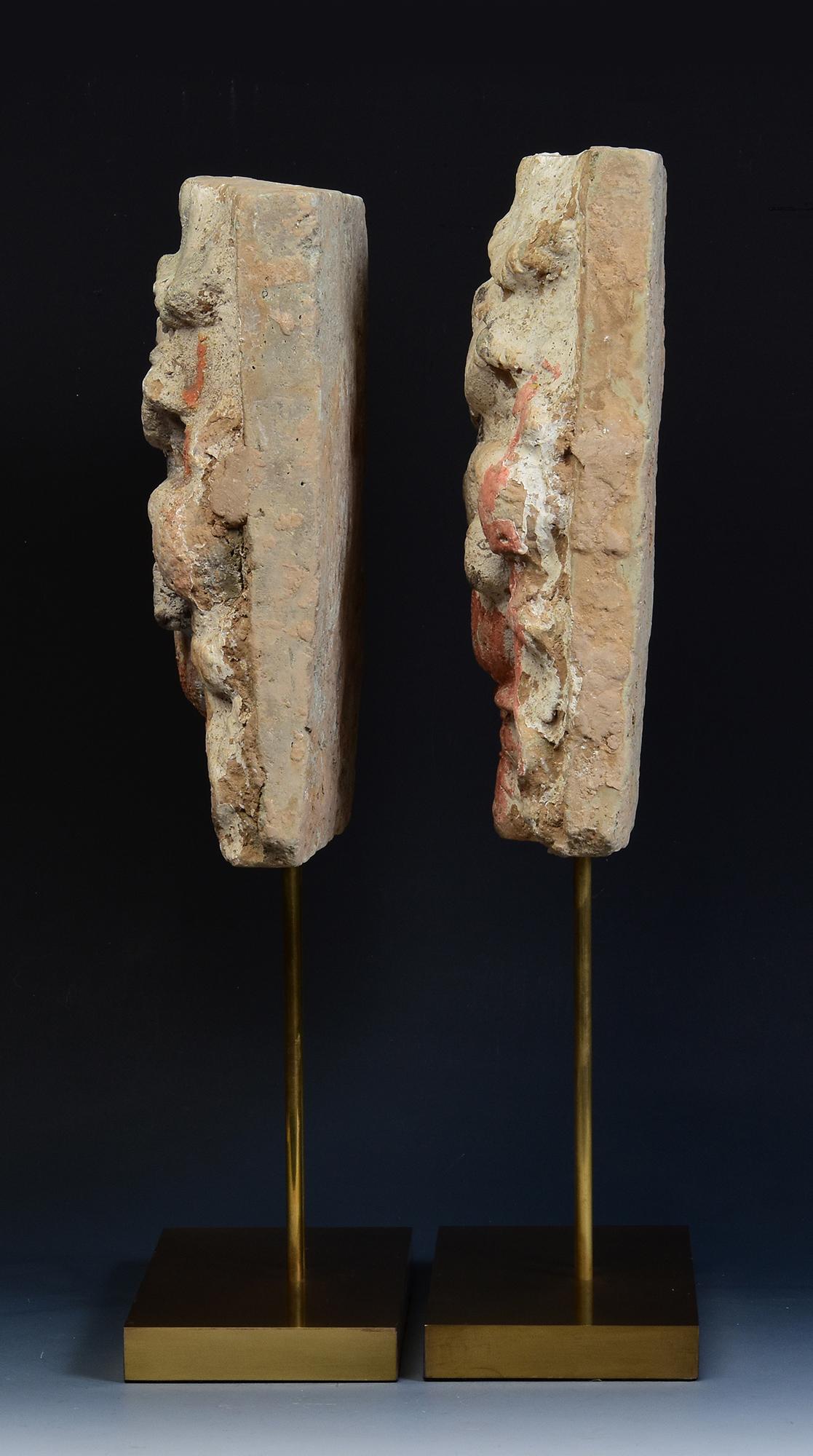 Song Dynasty, A Pair of Antique Chinese Painted Pottery Panel with Figures For Sale 9