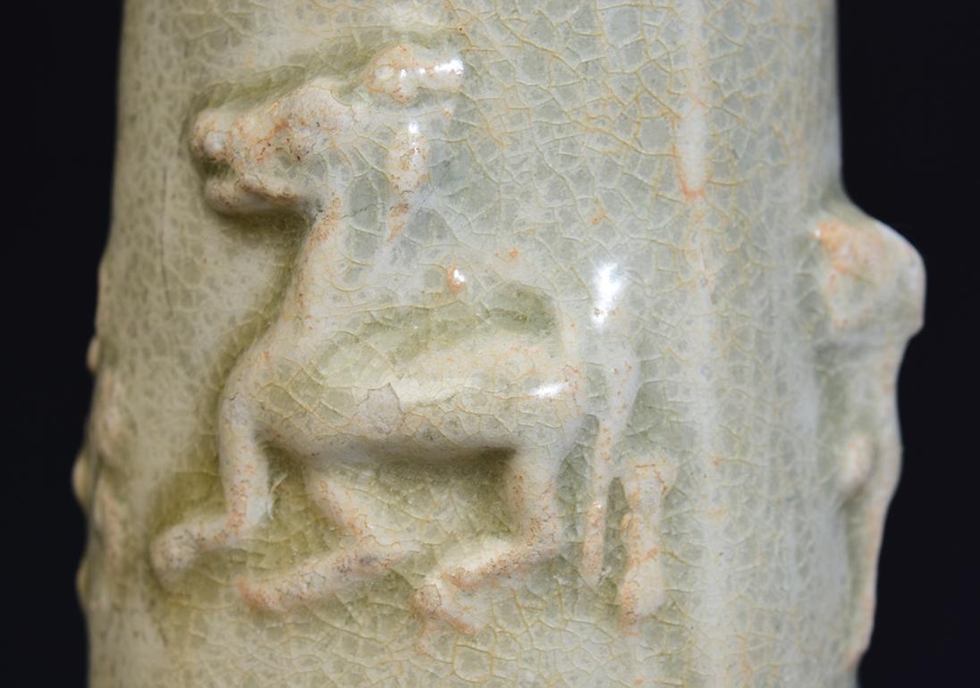 Song Dynasty, A Pair of Antique Chinese Porcelain Vases with Dragon and Gods For Sale 6