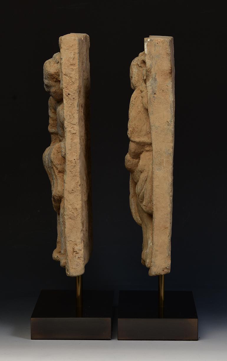 Song Dynasty, A Pair of Antique Chinese Pottery Brick Tile with Drummers For Sale 6