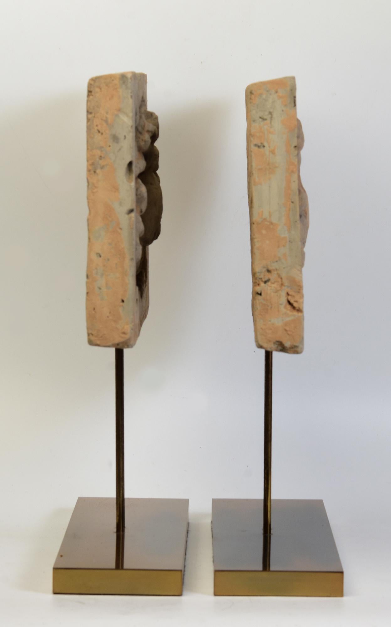 Song Dynasty, A Pair of Antique Chinese Pottery Brick Tile with Lion and Figures For Sale 6