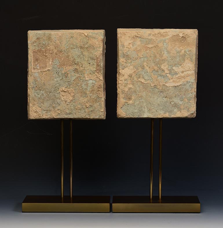 Song Dynasty, a Pair of Antique Chinese Pottery Brick Tile with Tomb Guardian For Sale 5