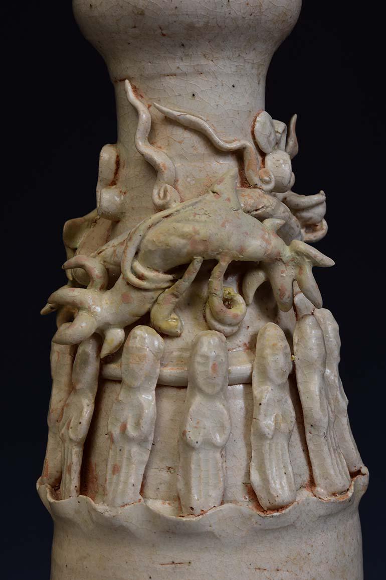 Song-Dynastie, ein Paar antike chinesische Porzellanvasen mit Drachen und Göttern im Angebot 5