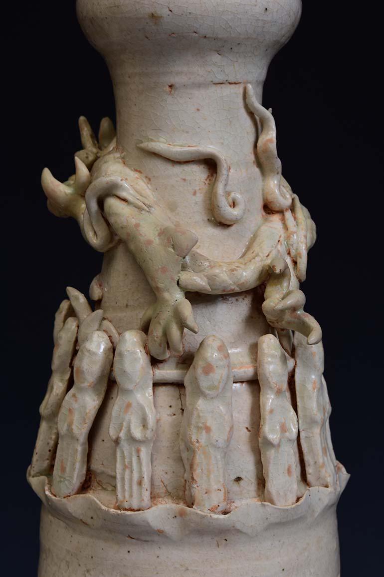 Song-Dynastie, ein Paar antike chinesische Porzellanvasen mit Drachen und Göttern im Angebot 8