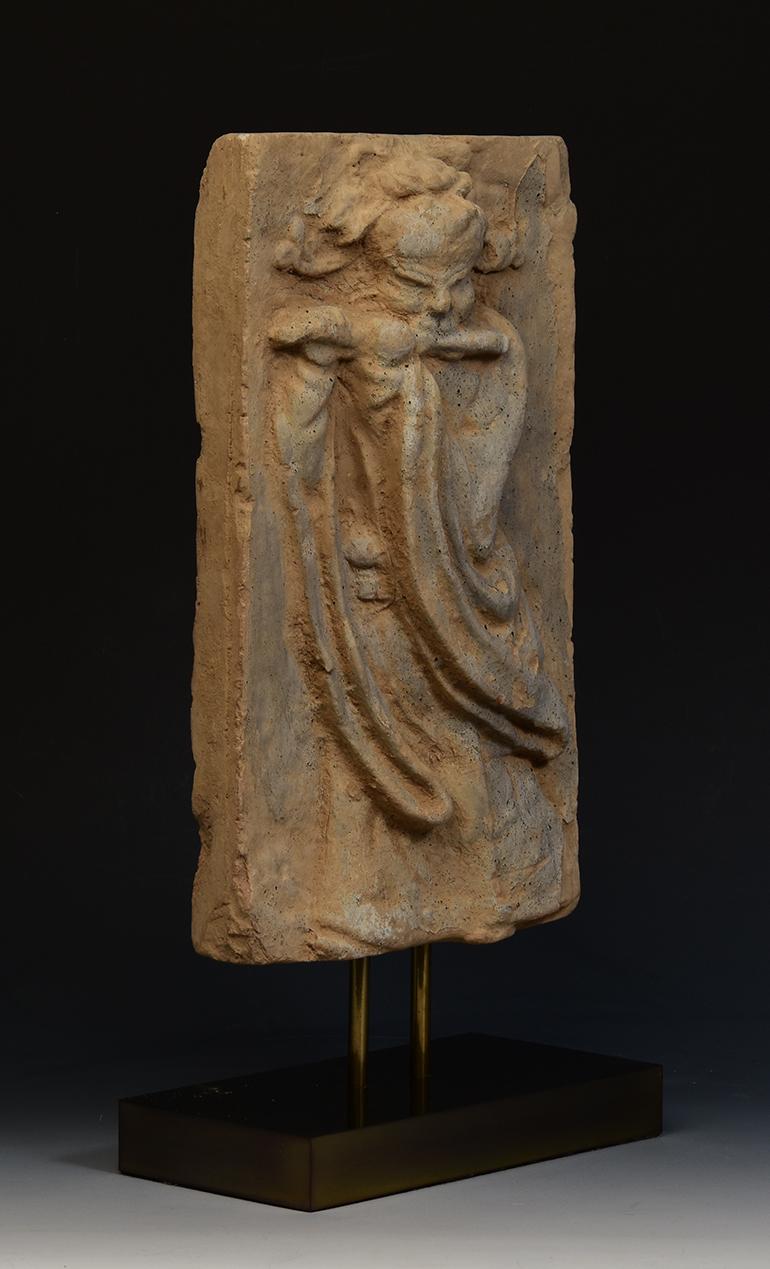 Song Dynasty, Antique Chinese Pottery Brick Tile with Musician Flute Player im Angebot 4