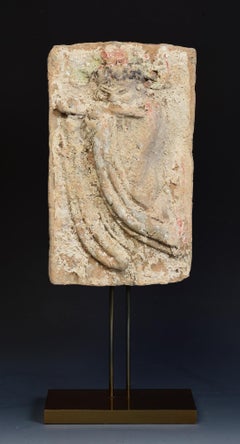 Song Dynasty, Antique Chinese Pottery Brick Tile with Musician Flute Player
