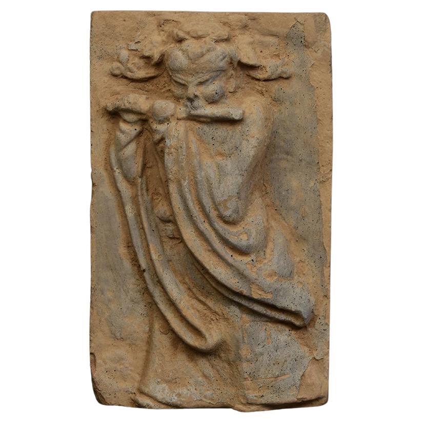 Song Dynasty, Antique Chinese Pottery Brick Tile with Musician Flute Player