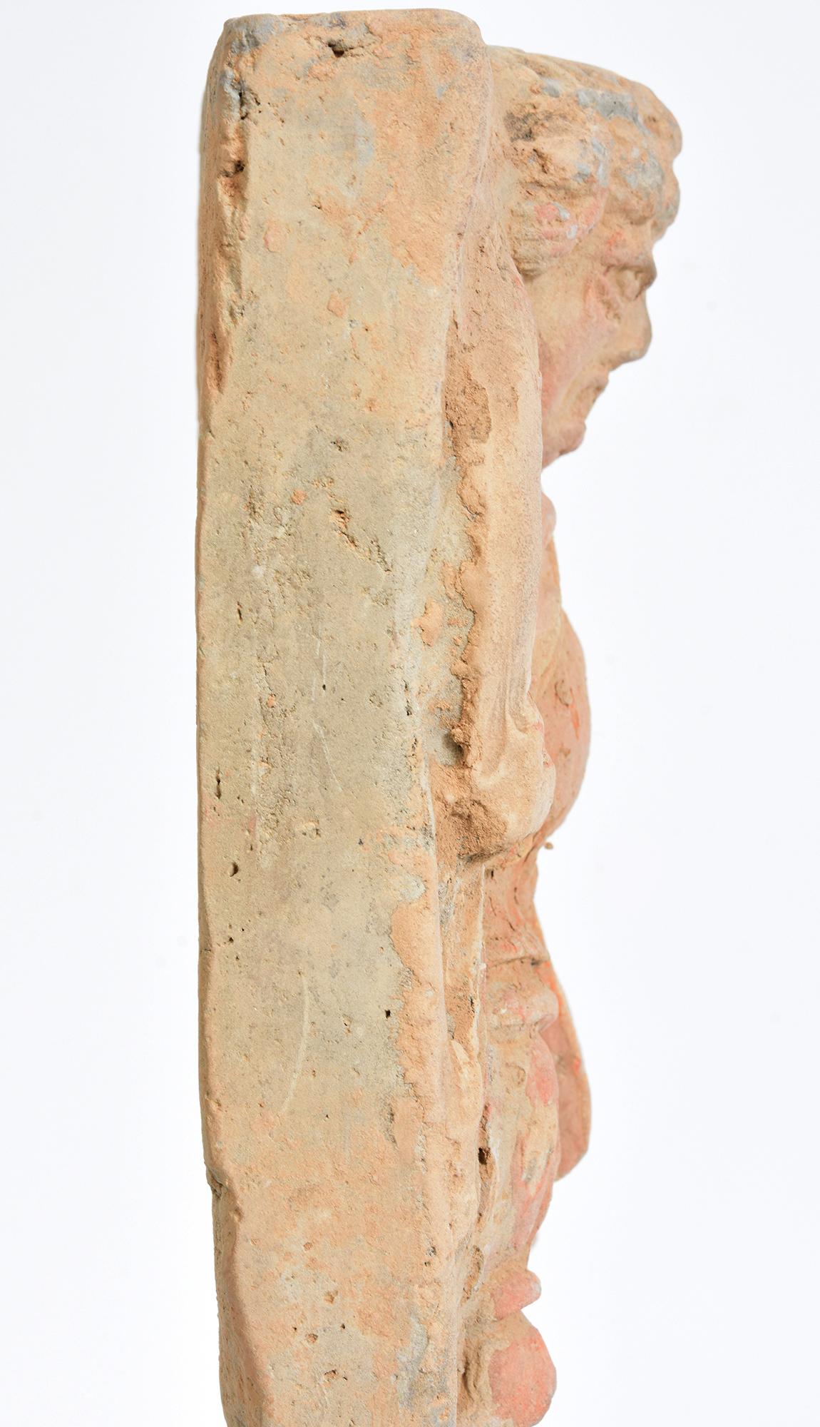 Song Dynasty, Antique Chinese Pottery Tomb Guardian Panel with Stand 7
