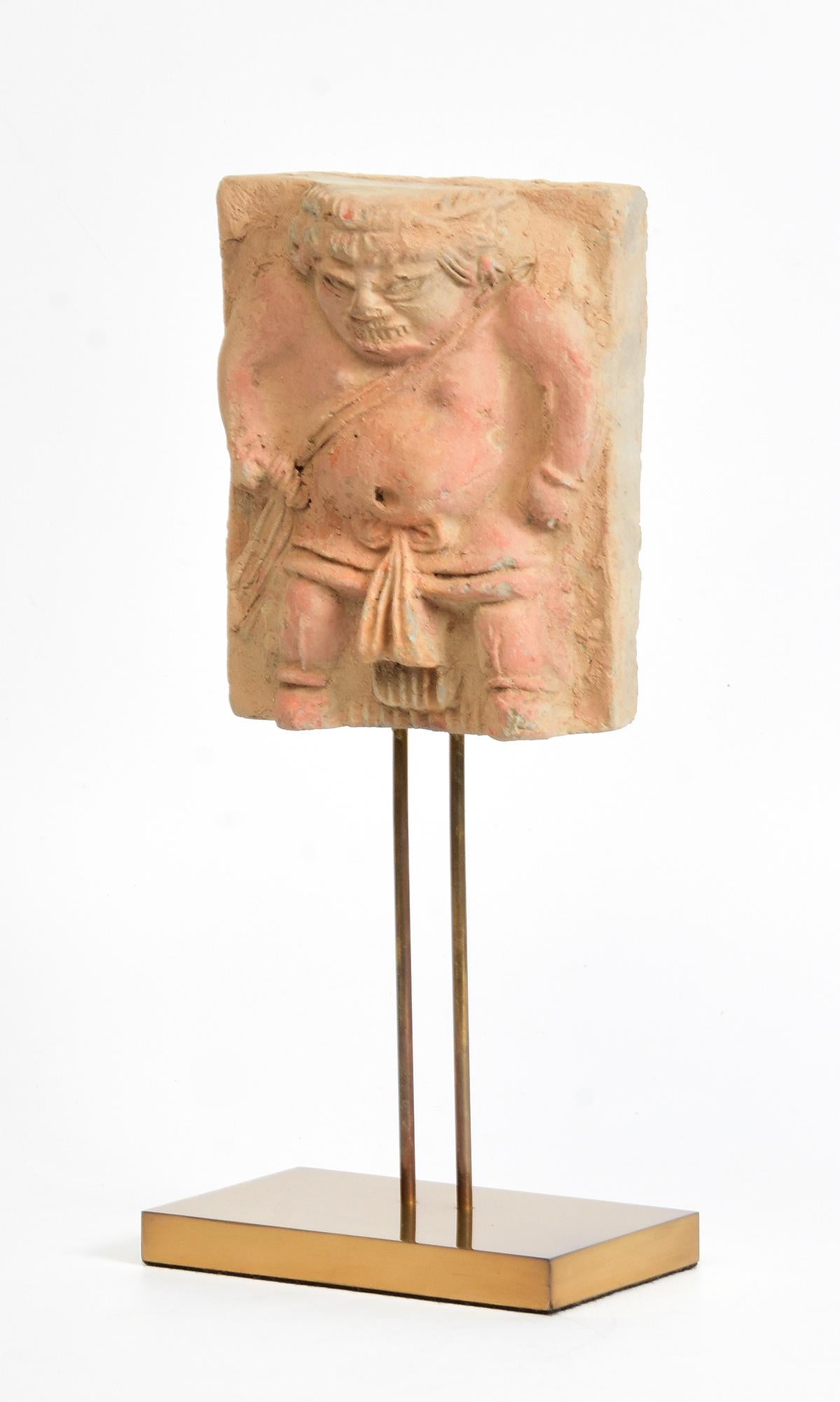 Song Dynasty, Antique Chinese Pottery Tomb Guardian Panel with Stand 2
