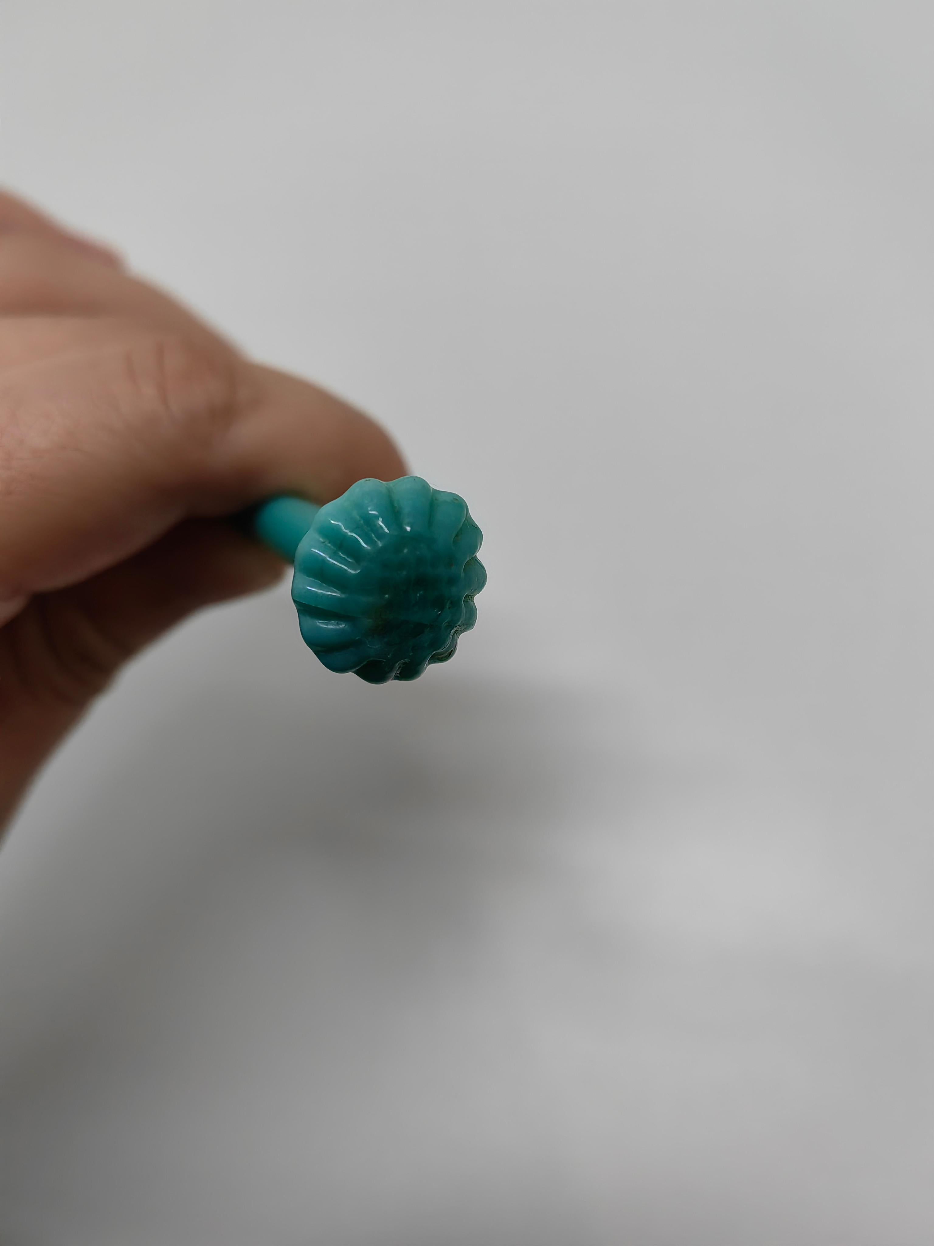 Artisan Song Dynasty Cyan Glazed Long Hairpin For Sale
