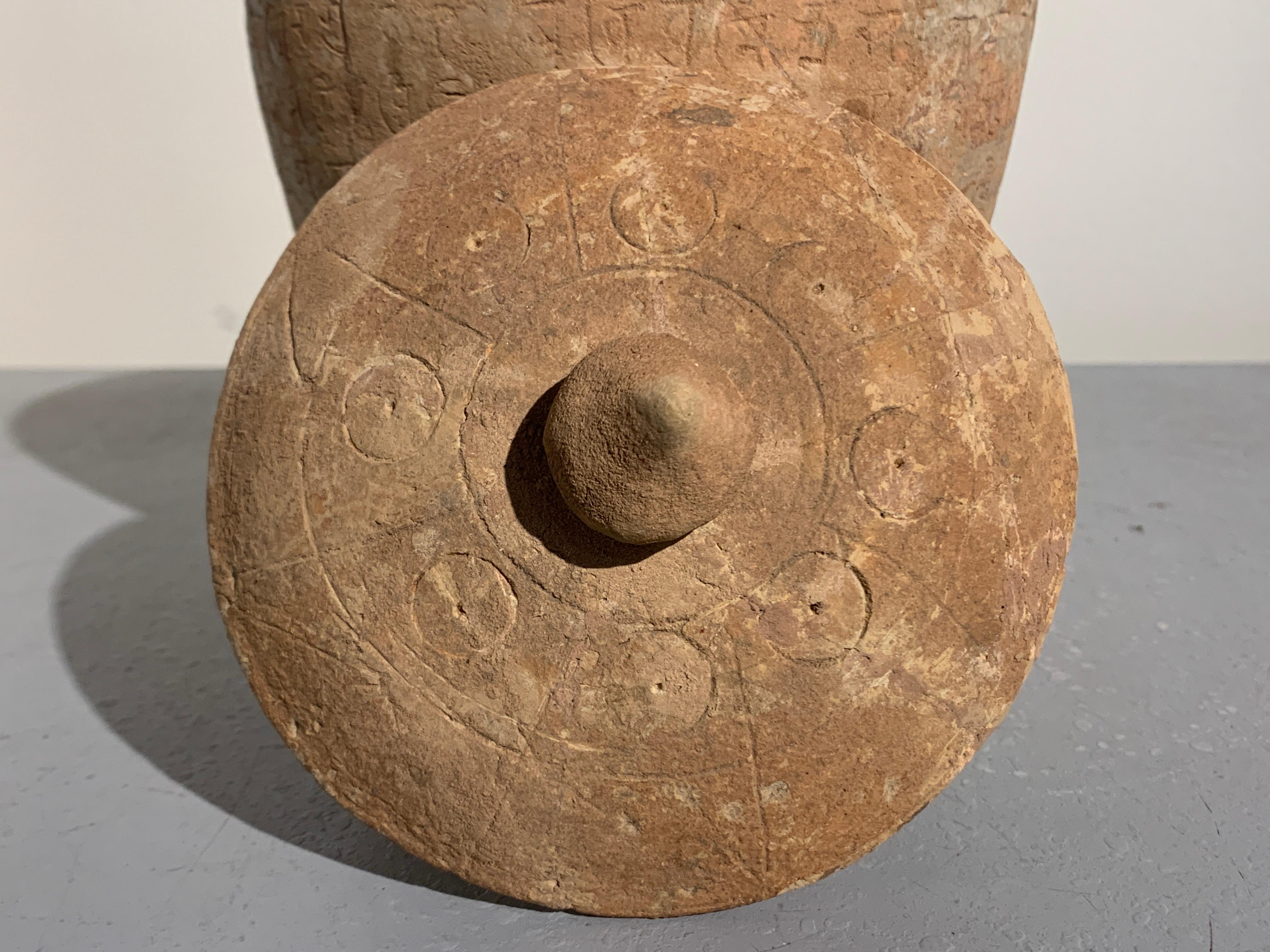Terracotta Song Dynasty Pottery Jar with Sanskrit Inscriptions, 11th/12th Century, China