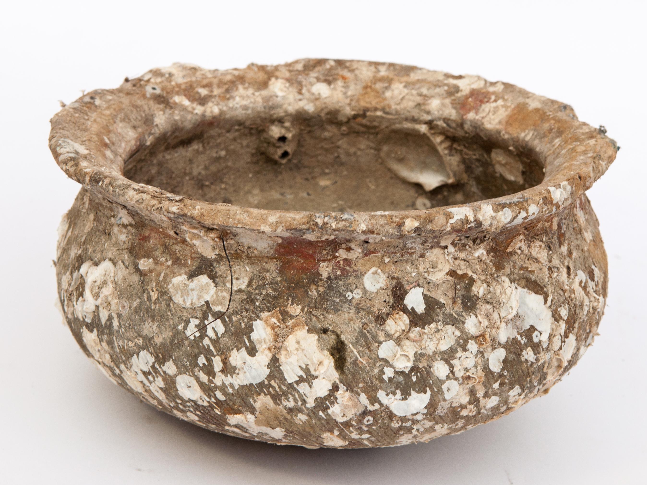 Ceramic Song Dynasty Round Bottomed Bowl with Encrustations, 12th Century or Earlier