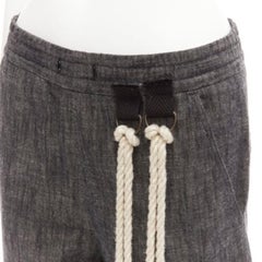 SONG FOR THE MUTE 2018 Wander cream rope detail grey wide leg pants FR34 XS
