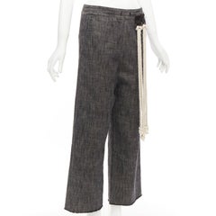 SONG FOR THE MUTE 2018 Wander cream rope detail grey wide leg pants FR34 XS