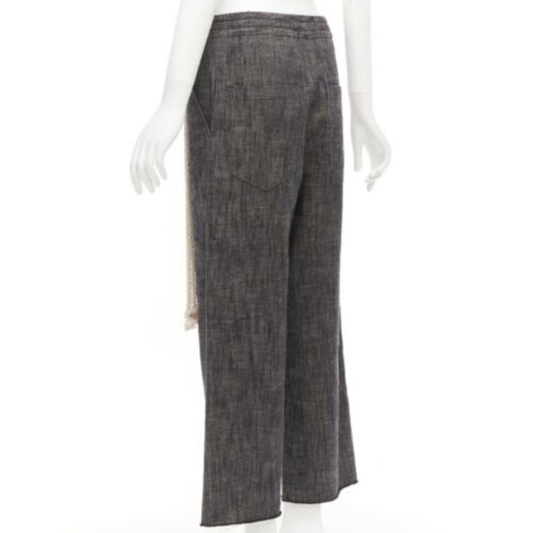 SONG FOR THE MUTE 2018 Wander cream rope detail grey wide leg pants FR34 XS For Sale 1