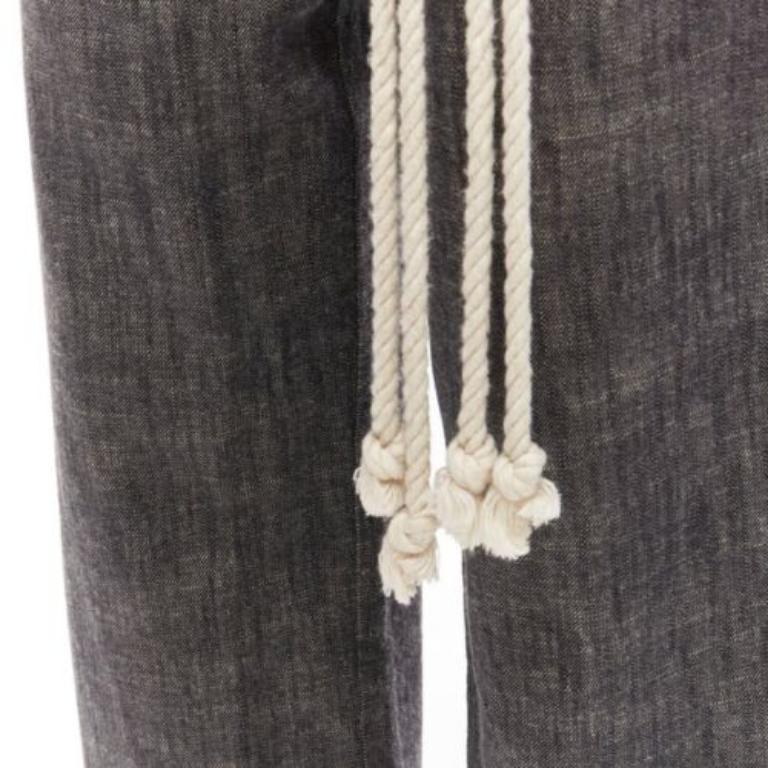 SONG FOR THE MUTE 2018 Wander cream rope detail grey wide leg pants FR34 XS For Sale 2