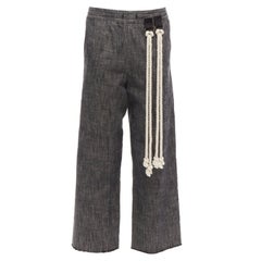 SONG FOR THE MUTE 2018 Wander cream rope detail grey wide leg pants FR34 XS